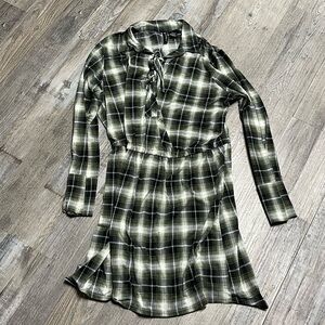 Green and White Plaid Dress